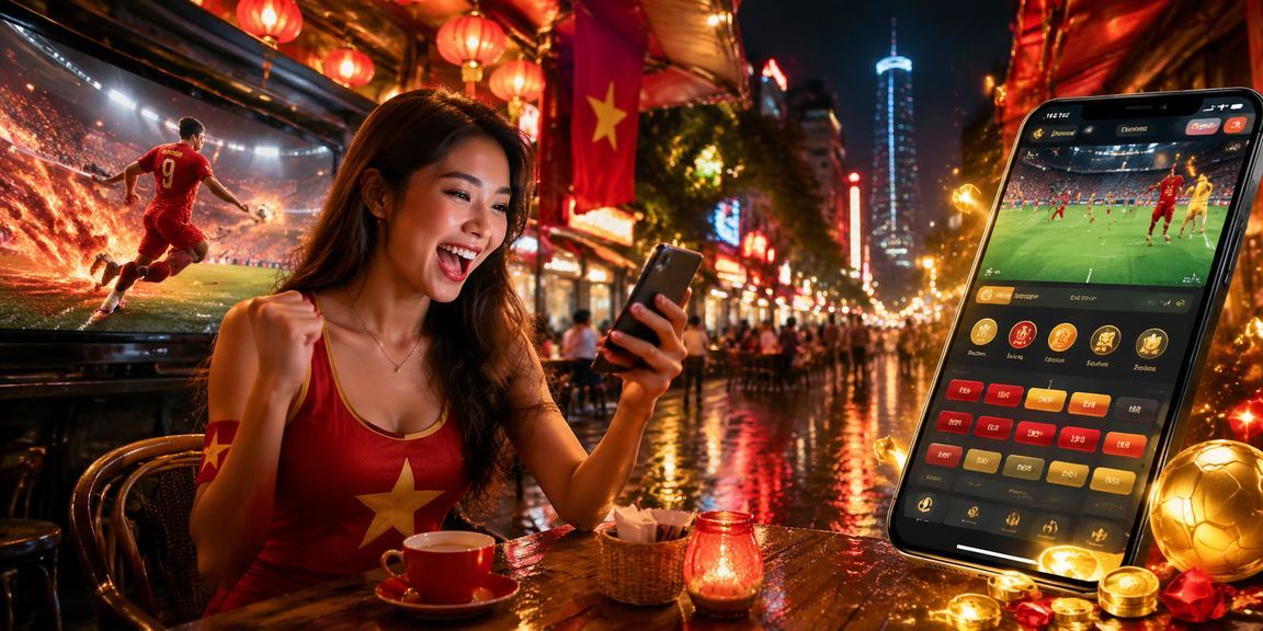 Người dùng tại TP.HCM theo dõi trận đấu esports và kiểm tra tài khoản cá cược trên điện thoại tại quán cà phê