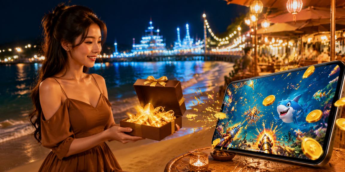 Người chơi tại Vũng Tàu trải nghiệm trò chơi bắn cá trên điện thoại bên quán cà phê ven biển